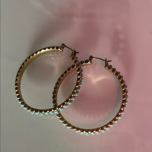 Gold and Turquoise Hoop Earrings